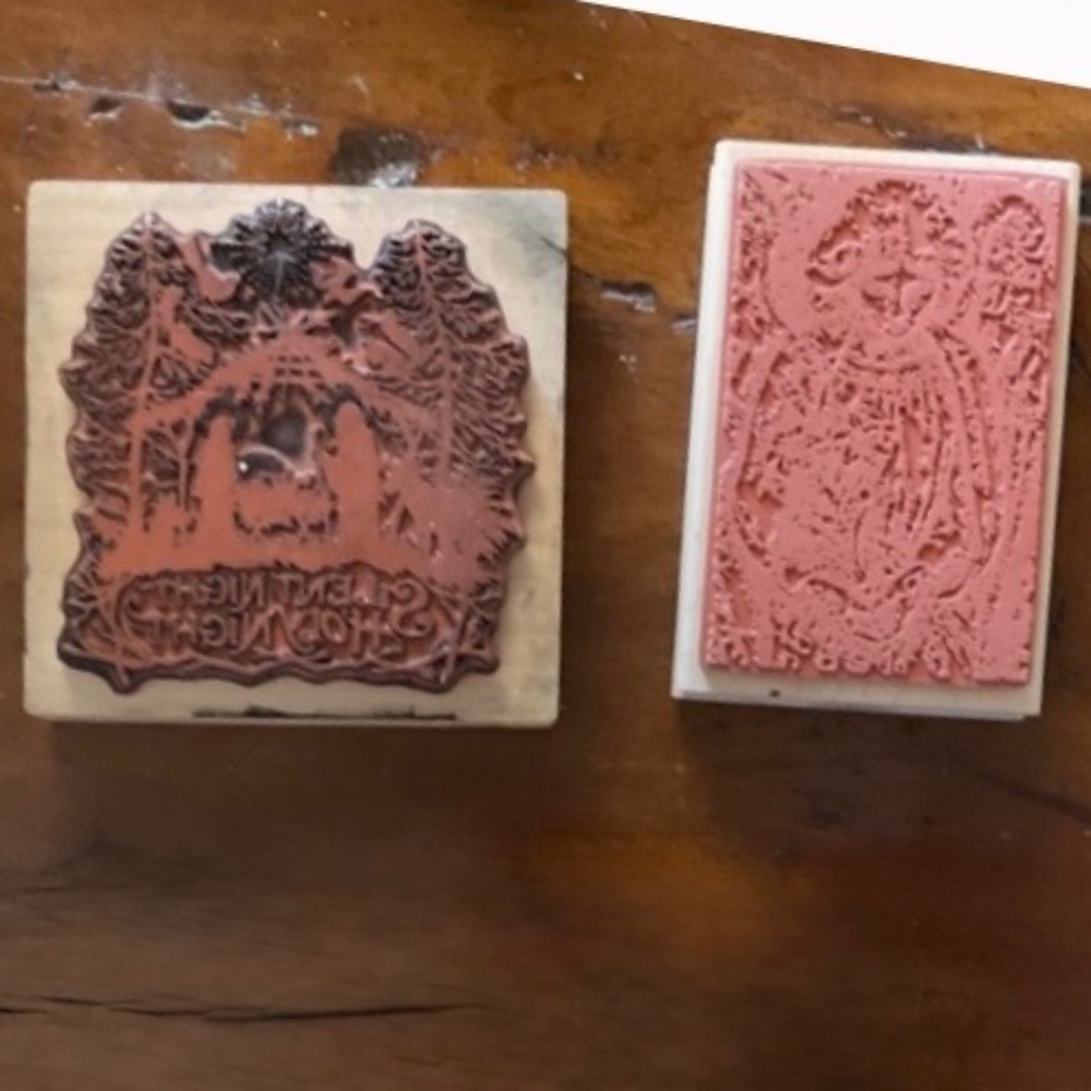 Two Rubber Stamps on Wood- Nativity Scene & Angel - Picture 4 of 4